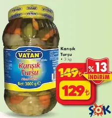 BİZİM VATAN KARIŞIK TURŞU 3 KG fiyat ve kampanya bilgisi